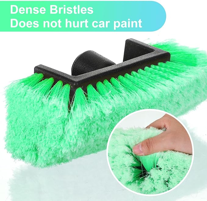 Tanlade 2 Pcs Car Wash Brush Head with Soft Detailing Bristle Flow Through Car Cleaning Brush Exterior Wash Equipment for Auto Truck RV Boat Camper(10 Inch,Green)