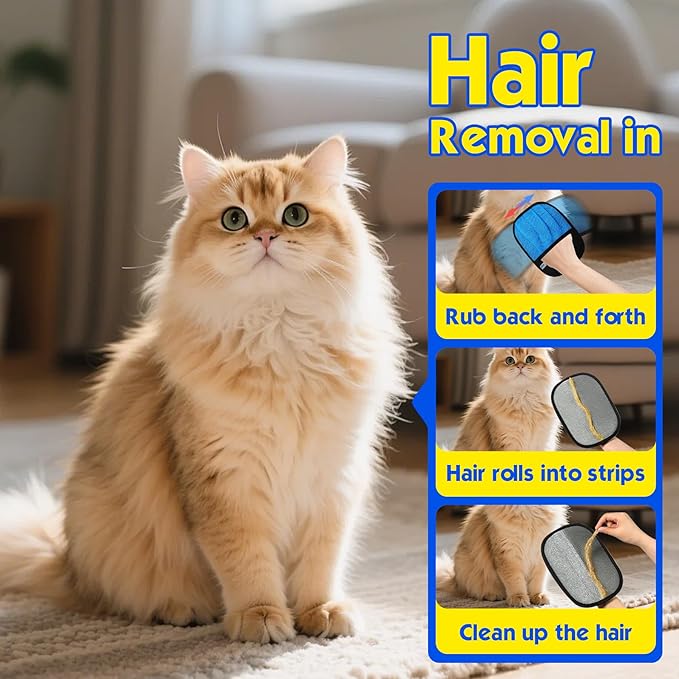 Pet Hair Removal Glove for Cats & Dogs, 2 Pcs Thickened Five-Finger Electrostatic Hair Remover Golve,Magic Brush with Pet Hair Remover Comb on Carpet, Clothing, Laundry, Couch