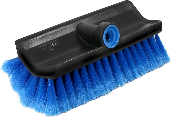 Unger Professional Lock-On HydroPower 10” Bi-Level Soft Wash Brush, Compatible with Waterflow Poles, Outdoor Cleaning Su