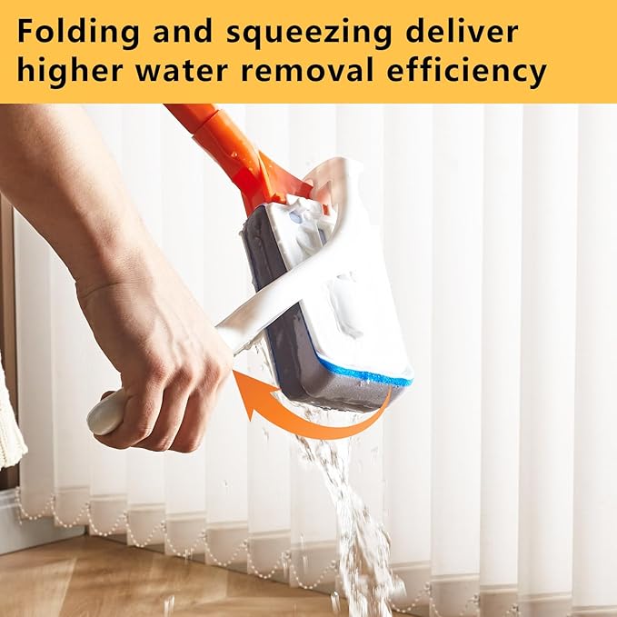 Magic Sponge Eraser Mop, 56" Adjustable Mop Handle with Flexible 10" Flat Head with Microfiber Pad and Magic Sponge Eraser Pads