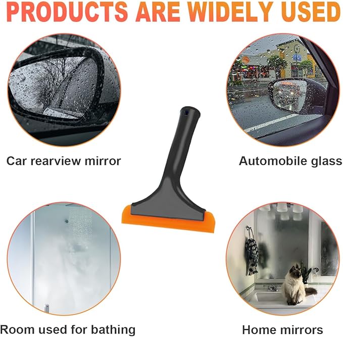 KVAEY 2PCS Small Silicone Window Squeegee, 5.9 Inch Car Windshield Water Blade Squeegee with Non-Slip Handle, All-Purpose Cleaning Squeegee for Car Windshield, Window, Mirror (Black+Black)