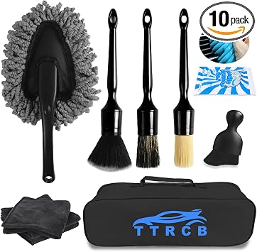 10PCS Car Detailing Cleaning Kit Interior Cleaner, Car Detailing Brushes, Car Duster, Car Cleaning Gel, Microfiber Clean