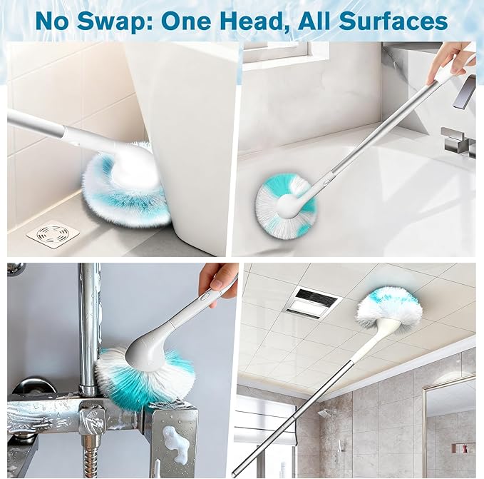 Tub Tile Scrubber Brush with 48" Long Handle, 2026 Version 1 Pc Non-Scratch Soft Tub Mop, All-in-One Adjustable Bathroom Brush for Bathtub, Shower, Sink, Faucet, and Wall Tile（1）