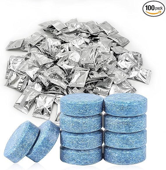Yourkar 100 PCS Car Windshield Washer Tablets, Auto Glass Wiper Solid Cleaning Concentrated Tablets, Solid Effervescent 