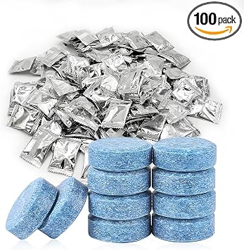 Yourkar 100 PCS Car Windshield Washer Tablets, Auto Glass Wiper Solid Cleaning Concentrated Tablets, Solid Effervescent 