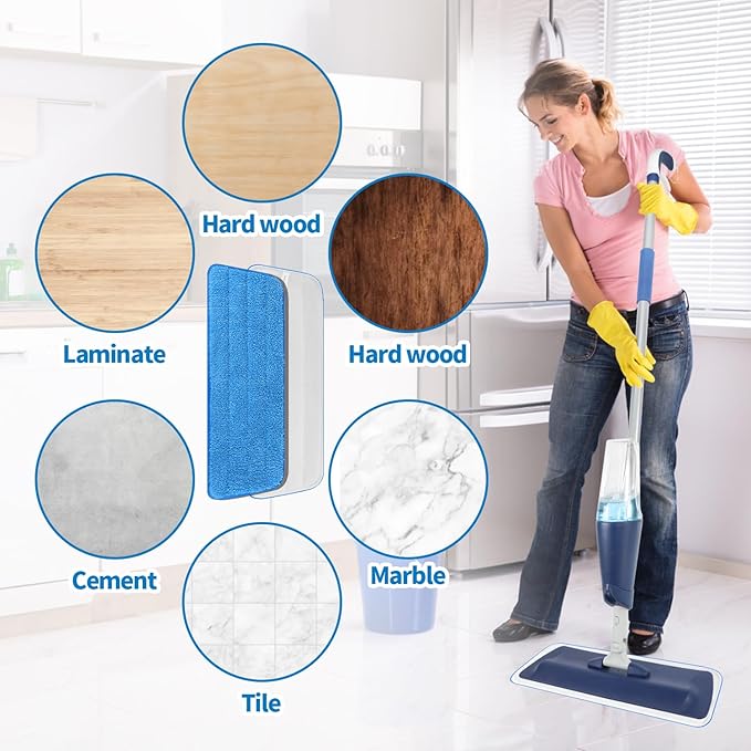 3 Pack Microfiber Reusable Mop Pads, Wet/Dry Floor Cleaning Refill Mop Pads, Spray Mop Hard Wood Floor Mop Pads Refills, Machine Washable Power Mop Pads Replacement