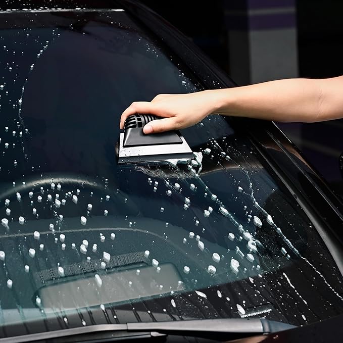 FOSHIO Black Small Squeegee, Non-Slip Handle Rubber PPF Squeegee for Window Cleaning, Shower Glass Door, Car Windshield