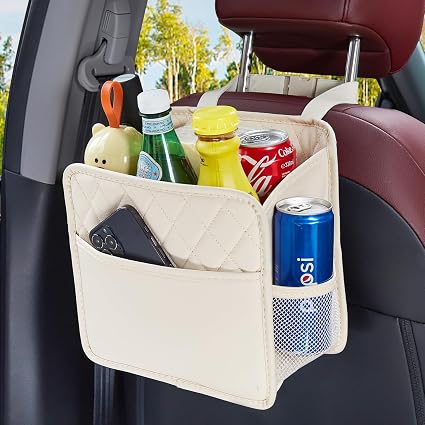 LXUNYI Back Seat Car Organizer, Large Car Seat Organizer with Cup Holders Multifunctional Over the Car Seat Organizer Ba