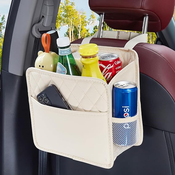 LXUNYI Back Seat Car Organizer, Large Car Seat Organizer with Cup Holders Multifunctional Over the Car Seat Organizer Ba