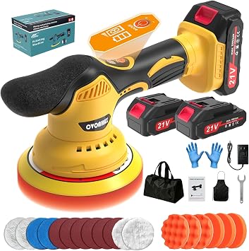 Cordless Car Buffer Polisher Kit (28pcs), 8-Speed & 2*21V Batteries