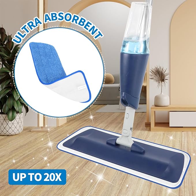3 Pack Microfiber Reusable Mop Pads, Wet/Dry Floor Cleaning Refill Mop Pads, Spray Mop Hard Wood Floor Mop Pads Refills, Machine Washable Power Mop Pads Replacement
