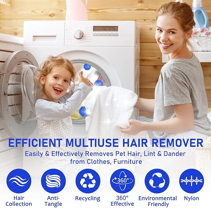 12 PCS Pet Hair Remover for Laundry, Washing Machine Fur Catcher, Effective Cat Dog Laundry Pet Hair Catcher for Clothes, Sheets, Towels, Fleece Blankets, Won’t Damage Fabric