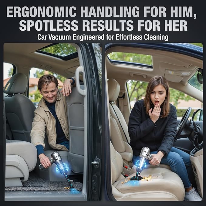Car Vacuum Portable Cordless 22000PA High Power with Brushless Motor 4-in-1 Compressed Air Duster & Air Blower & Pump Hand Held Vacuum for Car, Home, Office, Ideal Gifts for Men & Women