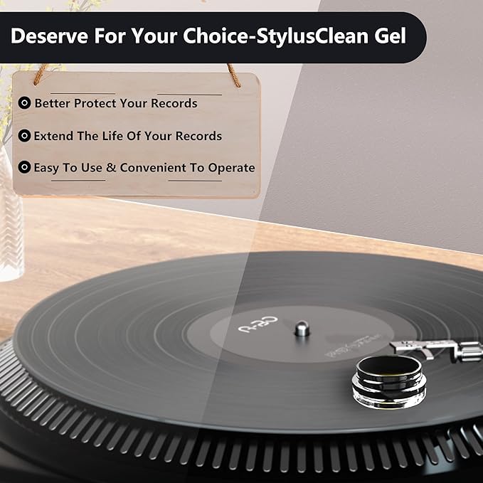 Turntable Stylus Clean Gel - Premium Anti-Static & Zero-Dust Stylus Cleaner, Dirt and Debris Dry Cleaning Mixture for Vinyl Record Player Needle (Black)