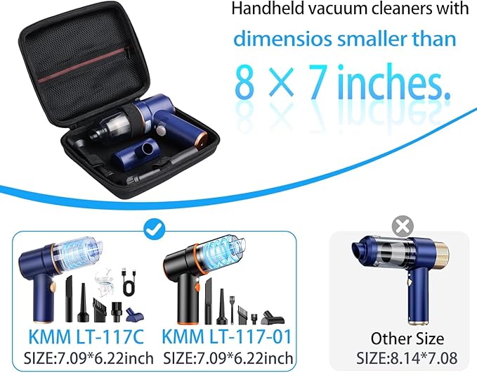 Hard Case for Handheld Car Vacuum Cleaner, Compatible with KMM LT-117C 9000Pa Car Vacuum Cleaner Air Duster, Portable Storage Carrying Bag, Black(Case Only)
