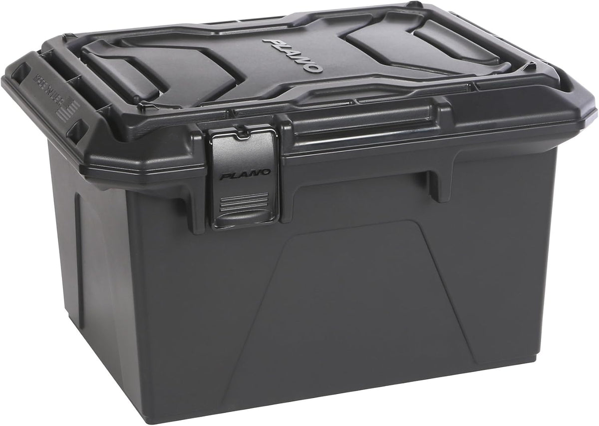 Ammo Crate, Black, Lockable Plastic Ammunition Storage Box, Water-Resistant Protection with Interlocking Foam and Removable Dividers