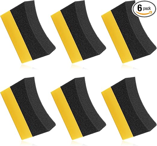 6 Pcs Tire Applicator Pads, Color Polishing Sponge, Tire Waxing Application Pads, Color Polishing Sponge for Car Glass, 