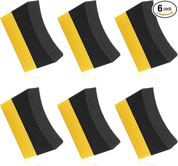 6 Pcs Tire Applicator Pads, Color Polishing Sponge, Tire Waxing Application Pads, Color Polishing Sponge for Car Glass, 