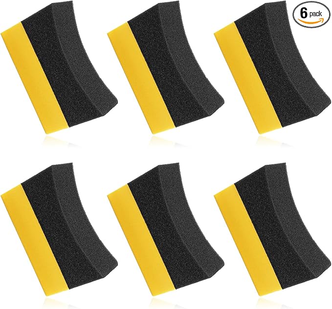 6 Pcs Tire Applicator Pads, Color Polishing Sponge, Tire Waxing Application Pads, Color Polishing Sponge for Car Glass, 