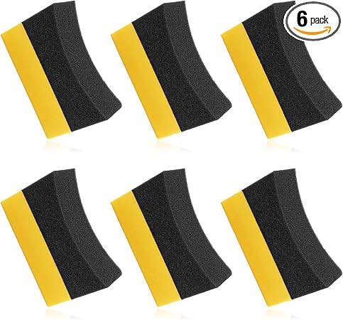 6 Pcs Tire Applicator Pads, Color Polishing Sponge, Tire Waxing Application Pads, Color Polishing Sponge for Car Glass, 