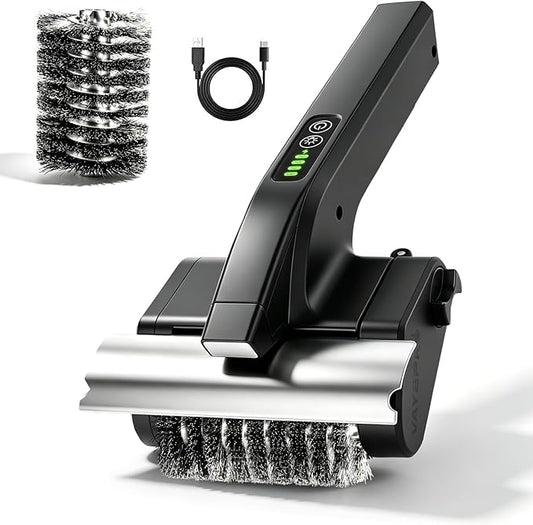 Electric Grill Brush, High Torque BBQ Bristle-Free Cleaner – Rechargeable Cordless with LED Light, Splash Guard & Scraper, Heavy Duty Grill Cleaning Tool for Outdoor Grill, Gift for Men Dad