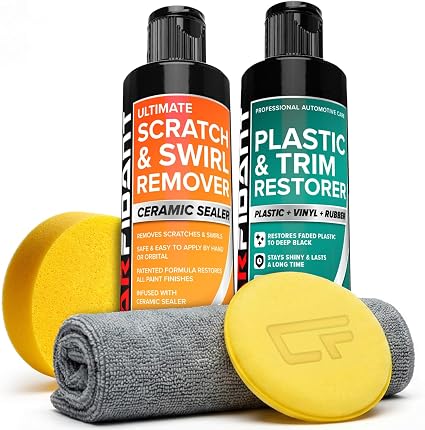 Carfidant Scratch & Swirl Remover Kit with Trim & Plastic Restorer - Car Detailing Kit