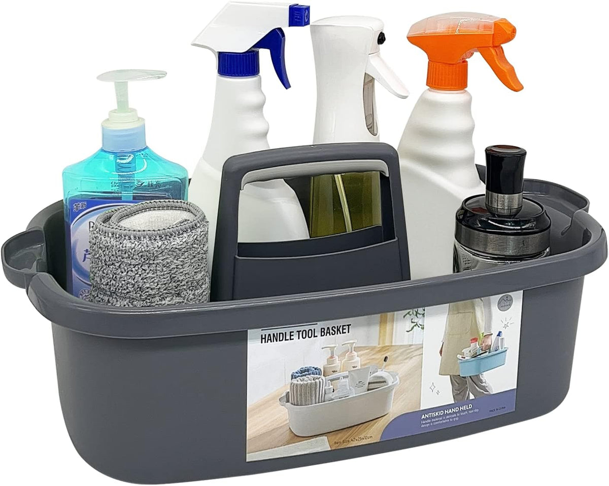 Cleaning Caddy with Handle, Shower & Under Sink Basket, Grey