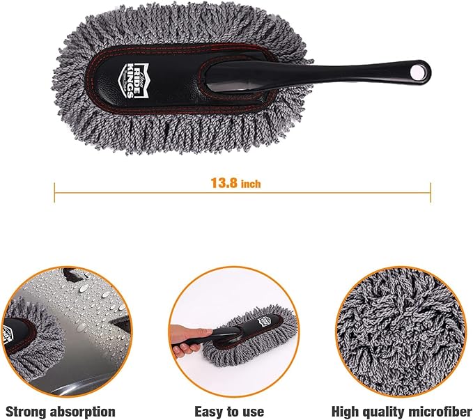 Car Detailing Kit, Interior Cleaning Brush & Microfiber Towel Set, Scratch Free Extra Soft Duster for Car Interior Exterior, Gifts for Men Women - 3 Packs - Grey