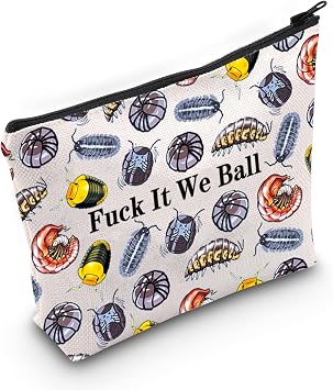 JXGZSO Funny Bug Make Up Bag Isopod Lover Gift F It We Ball Isopod Cosmetic Bag Dangomushi Merch Entomologist Inspired G
