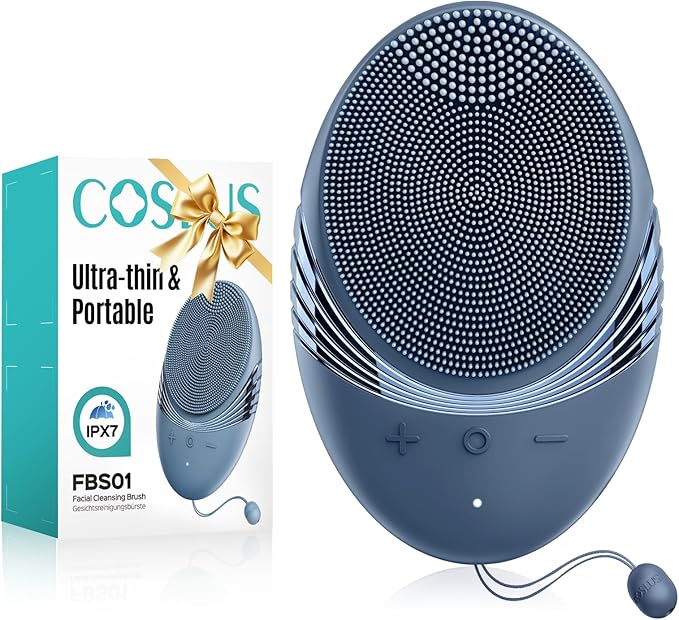COSLUS FBS01 Facial Cleansing Brush Face Scrubber: Portable Silicone Waterproof Rechargeable Face Wash Brush, 5 Cleansing Modes, Electric Deep Cleaning for Men & Women, Removing Blackhead Exfoliating