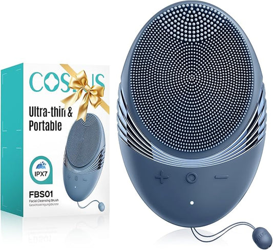 COSLUS FBS01 Facial Cleansing Brush Face Scrubber: Portable Silicone Waterproof Rechargeable Face Wash Brush, 5 Cleansing Modes, Electric Deep Cleaning for Men & Women, Removing Blackhead Exfoliating