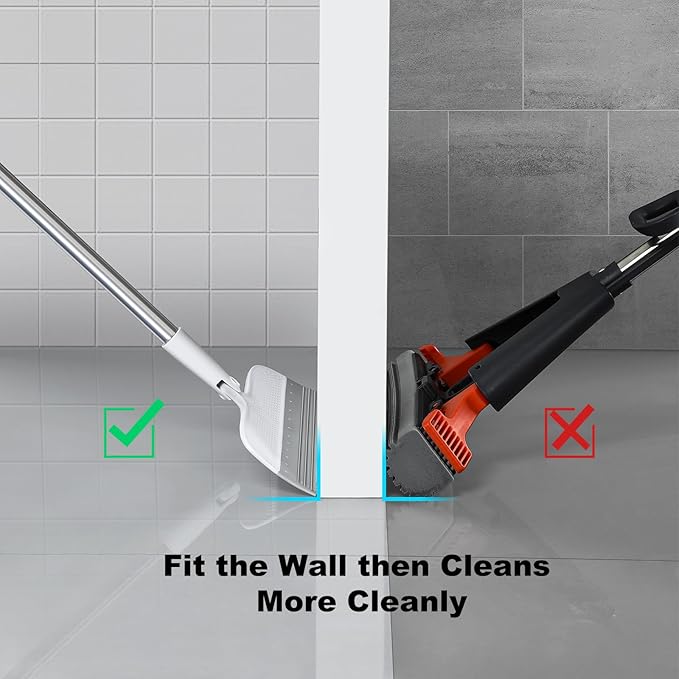 Rubber Squeegee Broom for Floors, 51.77" Long Handle Multi-Surface Magic Multifunction Broom, Pet Hair Remover Scraper for Laminate Carpets, Windows, Mirrors, Rugs, Hardwood, Tile Cleaning