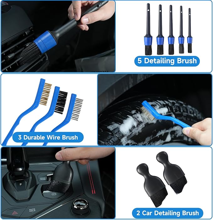 36Pcs Car Detailing Kit, Car Detailing Brush Set, Car Cleaning Kit, Auto Detailing Tools for Interior Exterior Wheels, Professional Car Wash Accessories with Windshield Cleaning Tool and Storage Box