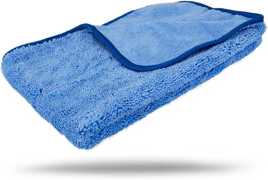 Maxshine 16”x16” Universal 380GSM Blue Zero Crazy Microfiber Towel Cleaning Cloth with Blue Silk Border - Ultra-Soft & A