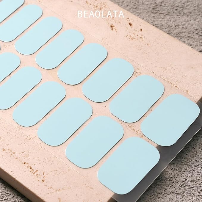 Nail Polish Strips, 32PCS Salon Quality Wraps, Long Lasting Gel Nail Stickers for Women Easy Apply& Remove (Moonlight Marine Blue)