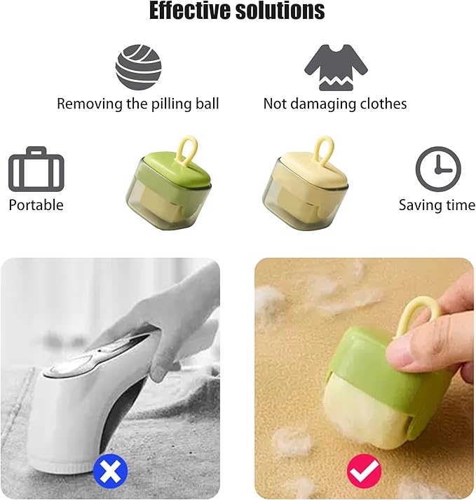 Mini Cube Washable Lint Remover,Portable Clothes Hair Ball Trimmer,Manual Sweater Cleaning Sticky Roller,Overcoat Pilling Shaver,Multipurpose Family Laundry Gadget,Household Debris Removal Tool(2pcs)