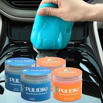 PULIDIKI Car Cleaning Gel Blue 2Pack and Car Cleaning Putty Orange 2Pack Bundle