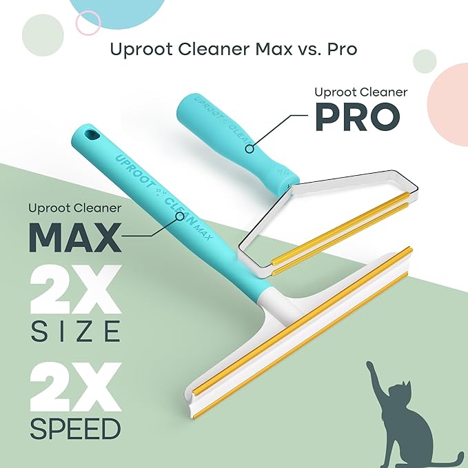 Uproot Cleaner Max Dog Hair Remover for Car & Carpet - Rake for Pet Hair Removal - 2X Faster Than Uproot Cleaner Pro - Cat Remover for Large Fabrics & Rugs