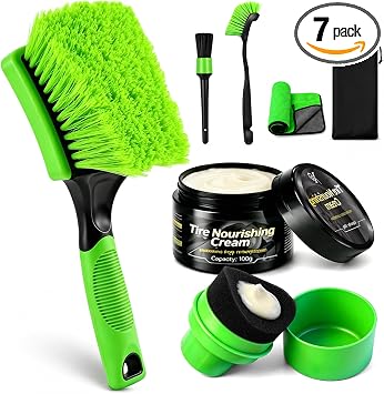 XINDELL Wheel & Tire Cleaning Kit, Deep-Reach Wheel Brush Set for Rims, Spokes, Lug Nuts and Tire Sidewalls, Scratch-Saf