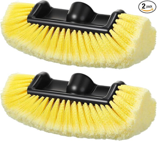 Tanlade 2 Pcs Car Wash Brush Head with Soft Detailing Bristle Flow Through Car Cleaning Brush Exterior Wash Equipment for Auto Truck RV Boat Camper(12 Inch,Yellow)