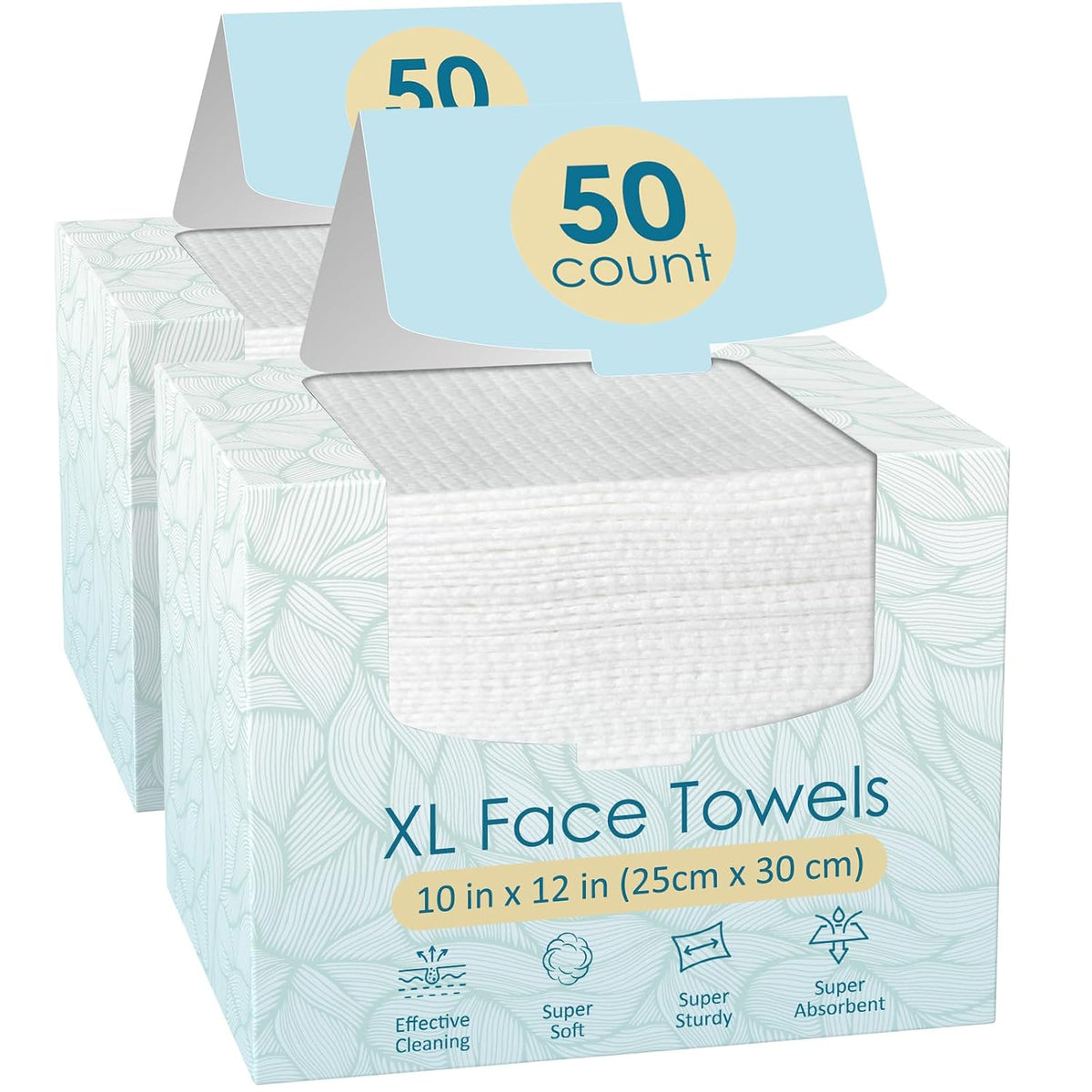 2 Pack of 50 count XL Disposable Face Towels 10” x 12”