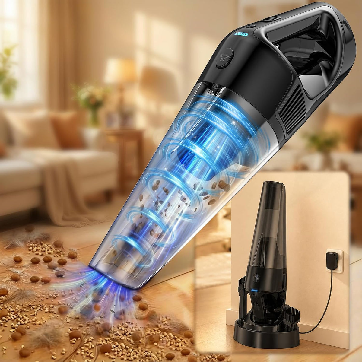 26000Pa Powerful Handheld Vacuum Cordless: 15-Min Quick Cleaning 120㎡ Rooms