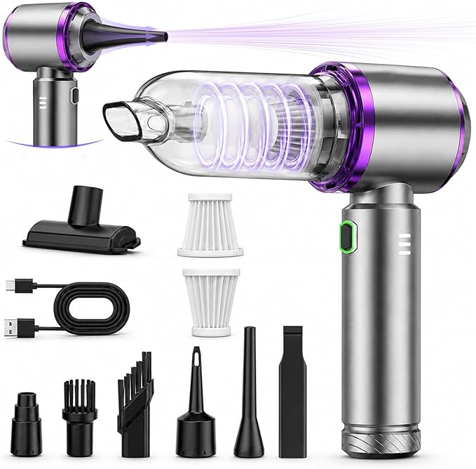 Cordless Handheld Car Vacuum, 21000Pa High Power Mini Portable Vacuum & Air Duster, Brushless Motor with HEPA Filter, 7-in-1 Cleaning Kit for Car, Home and Pet Hair