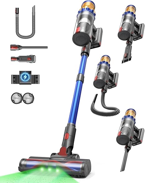 Cordless Vacuum Cleaner, 650W/55Kpa Vacuum Cleaners for Home, 70Mins Stick Vacuum with Self-Standing,Anti-Tangle,Wall Mo