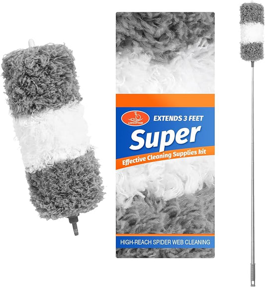 ZZ LAZYCOTTAGE Microfiber Feather Duster for High Reach, Lightweight Ceiling Fan Cleaner, 91.5" Telescopic Pole, Cobweb Duster with Extension Pole for Home & Car