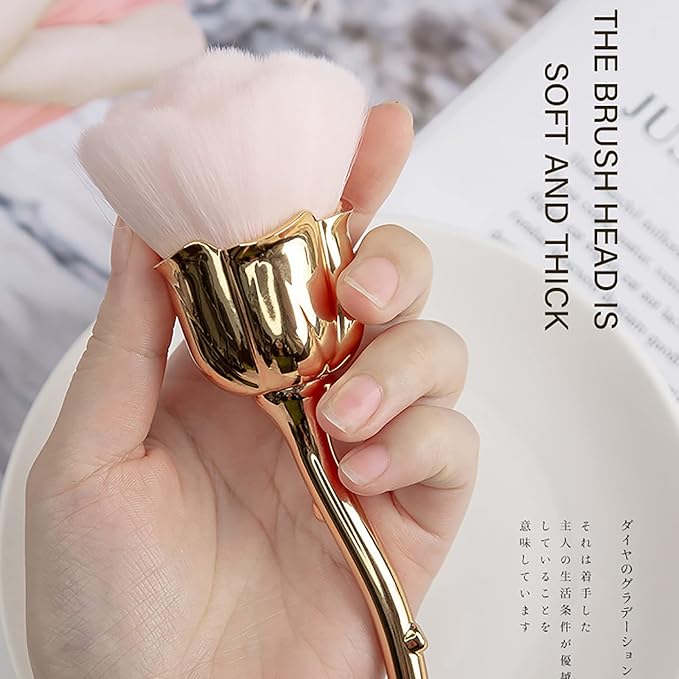 1Pc Nail Dust Brush for Acrylic Nails Acrylic Nail Brush Cleaner Nail Brushes for Cleaning Dust Large Powder Brush Makeup Blush Brush Manicure Remover Brush Nail Art Tools (Gold-2)