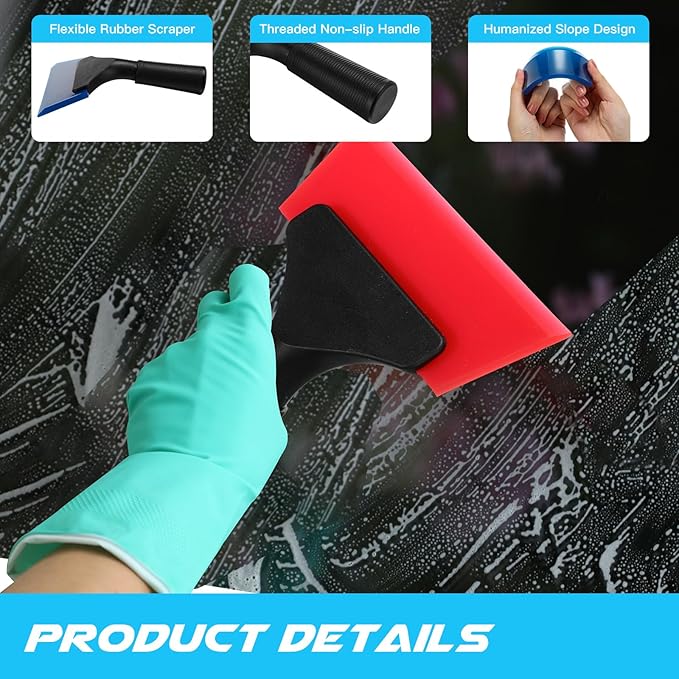 12 Pcs Small Squeegee 5 Inch Window Tint Silicone Squeegee Cleaning with Non Slip Handle Wiper Window Tinting Tools for Car Glass Mirror Shower Bathroom Auto (6 Colors)