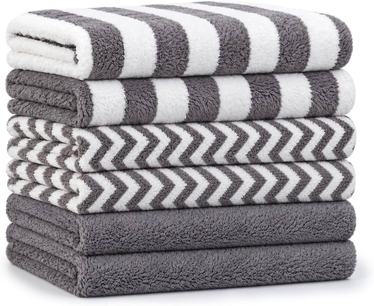 Microfiber Cleaning Cloth, 6PK 13.5"x29" Kitchen Towels & Dish Towels