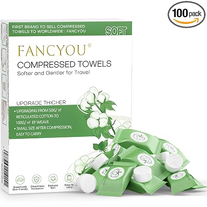 Compressed Towel 100 PCS Disposable Face Towels, Mini Portable Tablets Coin Tissue Compressed Cotton Hand Wipe Disposabl