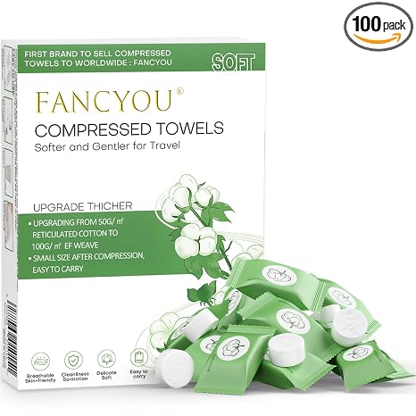 Compressed Towel 100 PCS Disposable Face Towels, Mini Portable Tablets Coin Tissue Compressed Cotton Hand Wipe Disposabl